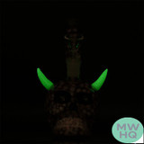 Dragon Glass Skull With Horns Glow In The Dark Compact Water Pipe - 220 Grams - 6 Inches - Assorted Colors [DGE-458] (MSRP $22.00)