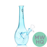 Dragon Glass Straight Tube Heart Vase Water Pipe With Downstem - 215 Grams - 8.5 Inches - Assorted Colors [DGE-480] (MSRP $26.00)