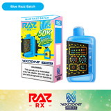 Raz RX 50K Puffs 19ML Nixodine Disposable Vape With LED Screen - Display of 5 - Blue Razz Batch (Batch Edition)