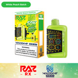 Raz RX 50K Puffs 19ML Nixodine Disposable Vape With LED Screen - Display of 5 - White Peach Batch (Batch Edition)