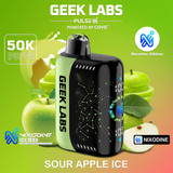 Geek Labs Pulse X 50K Puffs 28ML Nixodine Disposable Device With 3D Curved Screen - Display of 5 - Sour Apple Ice
