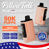 Pillow Talk Patriotic Edition 50K Puffs 18ML Disposable Device With E-liquid & Battery Screen - Display of 5 - Built In USA - Peach Perfect Slush (Patriotic Edition)