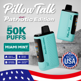 Pillow Talk Patriotic Edition 50K Puffs 18ML Disposable Device With E-liquid & Battery Screen - Display of 5 - Built In USA - Miami Mint (Patriotic Edition)