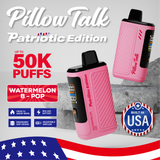 Pillow Talk Patriotic Edition 50K Puffs 18ML Disposable Device With E-liquid & Battery Screen - Display of 5 - Built In USA - Watermelon Ice (Patriotic Edition)