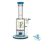 Tsunami Glass Water Pipe With Sprinkler Cube Perc - 15.5 Inches - 1055 Grams - Blue