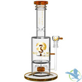 Tsunami Glass Water Pipe With Sprinkler Cube Perc - 15.5 Inches - 1055 Grams - Amber
