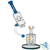 Tsunami Glass Water Pipe Microscope Quad Rocket Domed Perc - 14.5 Inches - 822 Grams - Blue