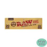 RAW Classic Single Size Pre-Rolled Cones - Pack of 20 Cones - Display of 12 Packs