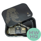 Benji Metal Tray With Magnetic Lid + Pre-Rolled Cones + Rolling Papers Kit