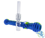 Stratus 4.5" Silicone Bee Honey Dipper With 14mm Quartz Straw - Black/UV Slime, Bubblegum, Marble Blue, Marble Grey, Navy/UV Bee, Rasta, Sea, Shiny Panther / Yellow Bee, Sol, UV Slime