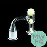 Dragon Glass Quartz Banger With Terp Slurper Vacuum With 3 Solid Color Terp Pearls & Frosted Joint - 90 Degree Angle [DQF-013]