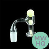 Dragon Glass Quartz Banger With Terp Slurper Vacuum With 3 Solid Color Terp Pearls & Frosted Joint - 90 Degree Angle [DQF-013]