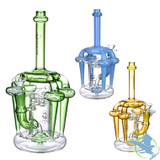 Dragon Glass Water Pipe Abstract Recycler Design With Disc Perc - 424 Grams - 10 Inches - Assorted Colors [DGE-202]