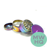 Chromium Crusher Rainbow EZ Grip With Extra Large Storage Grinder - 4 Parts - 2 Inch - Assorted Designs - Display of 6 [70395]