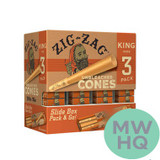 Zig-Zag Unbleached Cone Rolling Papers - King Size - Pack of 3 - Display of 36 Packs