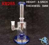 Glass Water Pipe With Straight Neck & Matrix Perc - 350 Grams - 8.50 Inches - Assorted Colors [KR285]