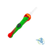 Stratus Silicone Skull Dipper Glow In The Dark With 14MM Quartz Tip - Rasta