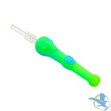 Stratus Silicone Skull Dipper Glow In The Dark With 14MM Quartz Tip - Aqua Glow
