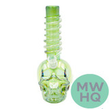 Glass Water Pipe Skull Design With Spiral Hand Grip - 830 Grams - 10.5 Inches - Assorted Colors [10SK]
