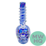 Glass Water Pipe Skull Design With Spiral Hand Grip - 830 Grams - 10.5 Inches - Assorted Colors [10SK]