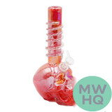 Glass Water Pipe Skull Design With Spiral Hand Grip - 830 Grams - 10.5 Inches - Assorted Colors [10SK]