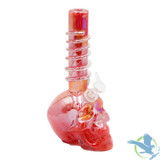 Glass Water Pipe Skull Design With Spiral Hand Grip - 830 Grams - 10.5 Inches - Assorted Colors [10SK]