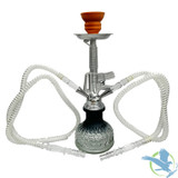 Zebra Smoke M16 Pumpkin Base 14 Inch Double Hose Hookah - Assorted Colors - Grey

