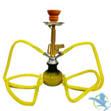 Zebra Smoke M16 Pumpkin Base 14 Inch Double Hose Hookah - Assorted Colors - Yellow
