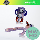Shadow Glass Hand Pipe Crossed Eyes Creature Design Spoon - 5.5 Inches - 100 Grams - Assorted Colors [SGH-002]