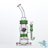 Shadow Glass Water Pipe Thick Base + Bent Neck & Circ Perc - 900 Grams - 14 Inches [SGC-005] - Green