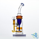 Shadow Glass Water Pipe Thick Base + Bent Neck & Circ Perc - 900 Grams - 14 Inches [SGC-005] - Amber
