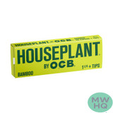 Houseplant By OCB Bamboo Rolling Papers 1 1/4 Size + Tips - Display of 24 Booklets