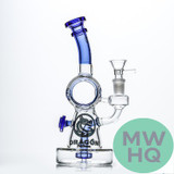 Dragon Platinum Water Pipe Orbital Design Bent Neck Recycler & Circ Perc - 400 Grams - 9.5 Inches - Assorted Colors [WPE-019]