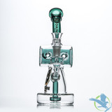 Dragon Platinum Water Pipe Orbital Design Bent Neck Recycler & Circ Perc - 400 Grams - 9.5 Inches - Assorted Colors [WPE-019]