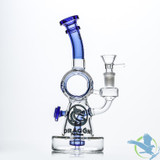 Dragon Platinum Water Pipe Orbital Design Bent Neck Recycler & Circ Perc - 400 Grams - 9.5 Inches - Assorted Colors [WPE-019]