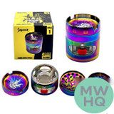 Shredder 4 Piece Large Grinder Window Design With Removable Filter Tray & Ashtray Top - Style 1 - 63mm - 4 Part