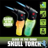 Smokezilla Glow in The Dark Skull Torch Lighter - Assorted Colors - Display of 12