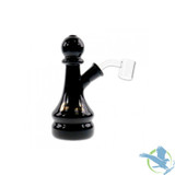 Gliizy Glass Water Pipe Chess Design With Quartz Banger - 130 Grams - 6 Inches - Black