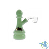 Gliizy Glass Water Pipe Chess Design With Quartz Banger - 130 Grams - 6 Inches - Jade Green