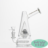 Shadow Glass Water Pipe Vulcano Shaped With Disc Perc - 360 Grams - 8 Inches - Assorted Colors [SGE-064]