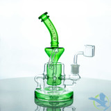 Tsunami Glass Water Pipe Recycler Concentrate Rig With Circle Perc - 345 Grams - 9 Inches - Green