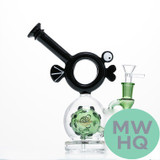 Shadow Glass Water Pipe Fish Head Shape With Swiss Perc - 370 Grams - 8 Inches - Assorted Colors [SGE-066]