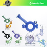 Shadow Glass Water Pipe Fish Head Shape With Swiss Perc - 370 Grams - 8 Inches - Assorted Colors [SGE-066]