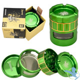 Shredder Large Grinder With Side Windows & Ashtray Top - Style 46 - 63mm - 4 Part - Green
