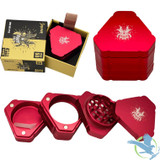 Shredder Large Grinder Triangular Shape - Style 50 - 63mm - 4 Part - Red
