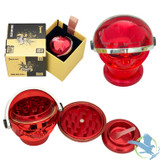 Shredder Large Grinder Skull With Helmet Design - Style 53 - 65mm - 4 Part - Red