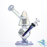 Shadow Glass Water Pipe Inclined Neck With Tree Perc & Diffused Downstem Perc - 350 Grams - 8.5 Inches - Assorted Colors [SGE-088]