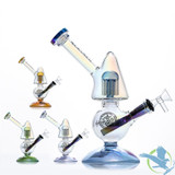 Shadow Glass Water Pipe Inclined Neck With Tree Perc & Diffused Downstem Perc - 350 Grams - 8.5 Inches - Assorted Colors [SGE-088]