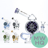 Dragon Platinum Water Pipe Recycler Inclined Neck With Circ Perc - 350 Grams - 8 Inches - Assorted Colors [DGE-397]