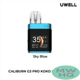 Uwell CALIBURN G3 PRO KOKO 1250mAh Pod System Starter Kit With Refillable 3ML & 2.5ML CALIBURN G3 Cartridge Pod